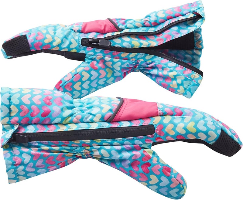 Andy & Evan Kids' Zip Gloves, Waterproof Winter Snow Gloves, Side Zippers, Touchscreen, Ski Snowboard Sledding, Warm Fleece Palms - Image 1